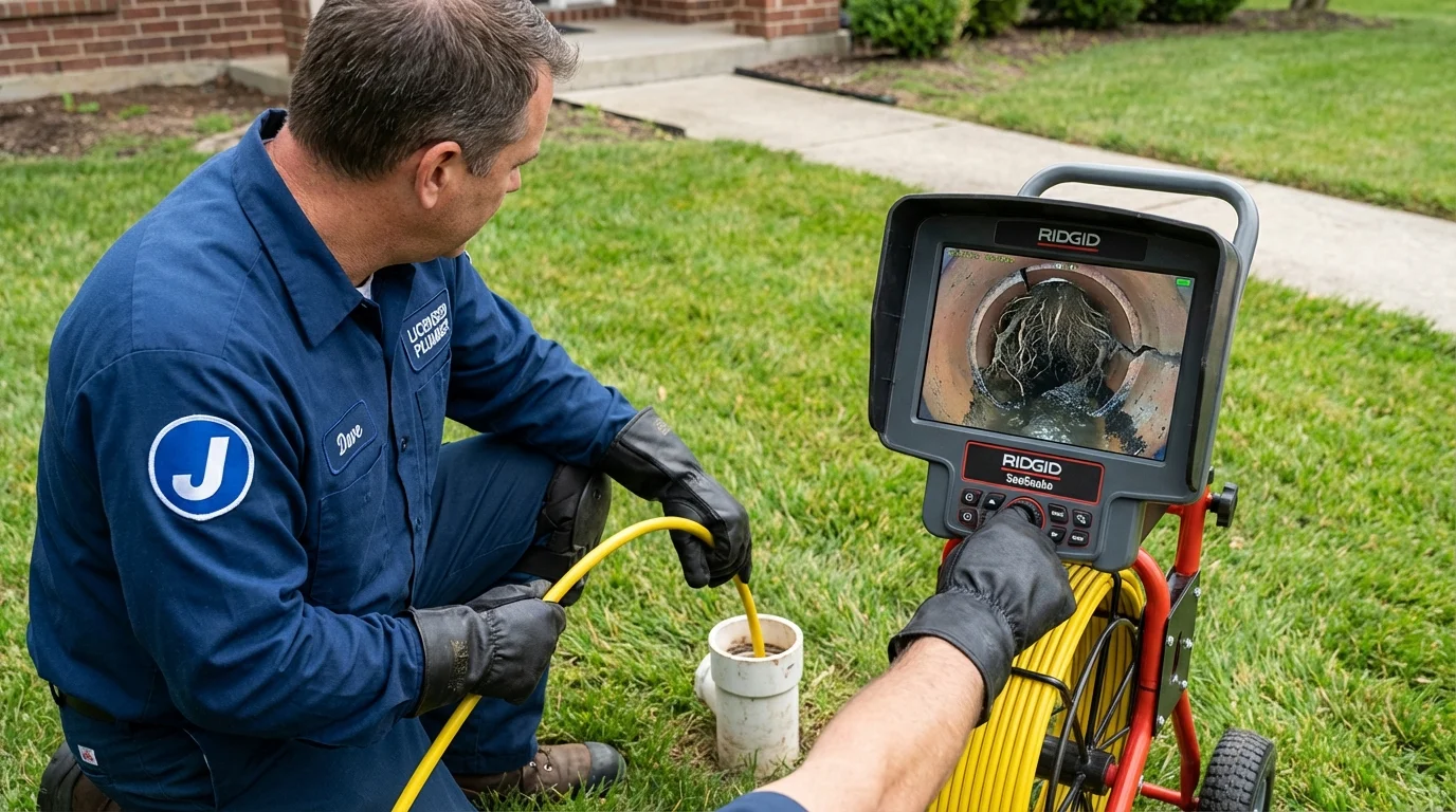 Sewer camera inspection being performed by Johns Plumbing LLC in Sherrill