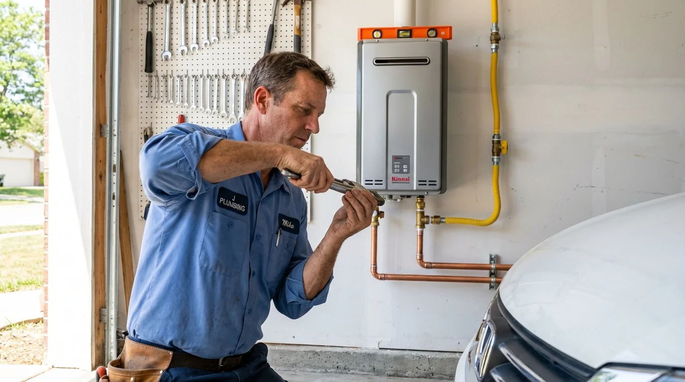 Tankless water heater installation by a Johns Plumbing LLC plumber in Sherrill